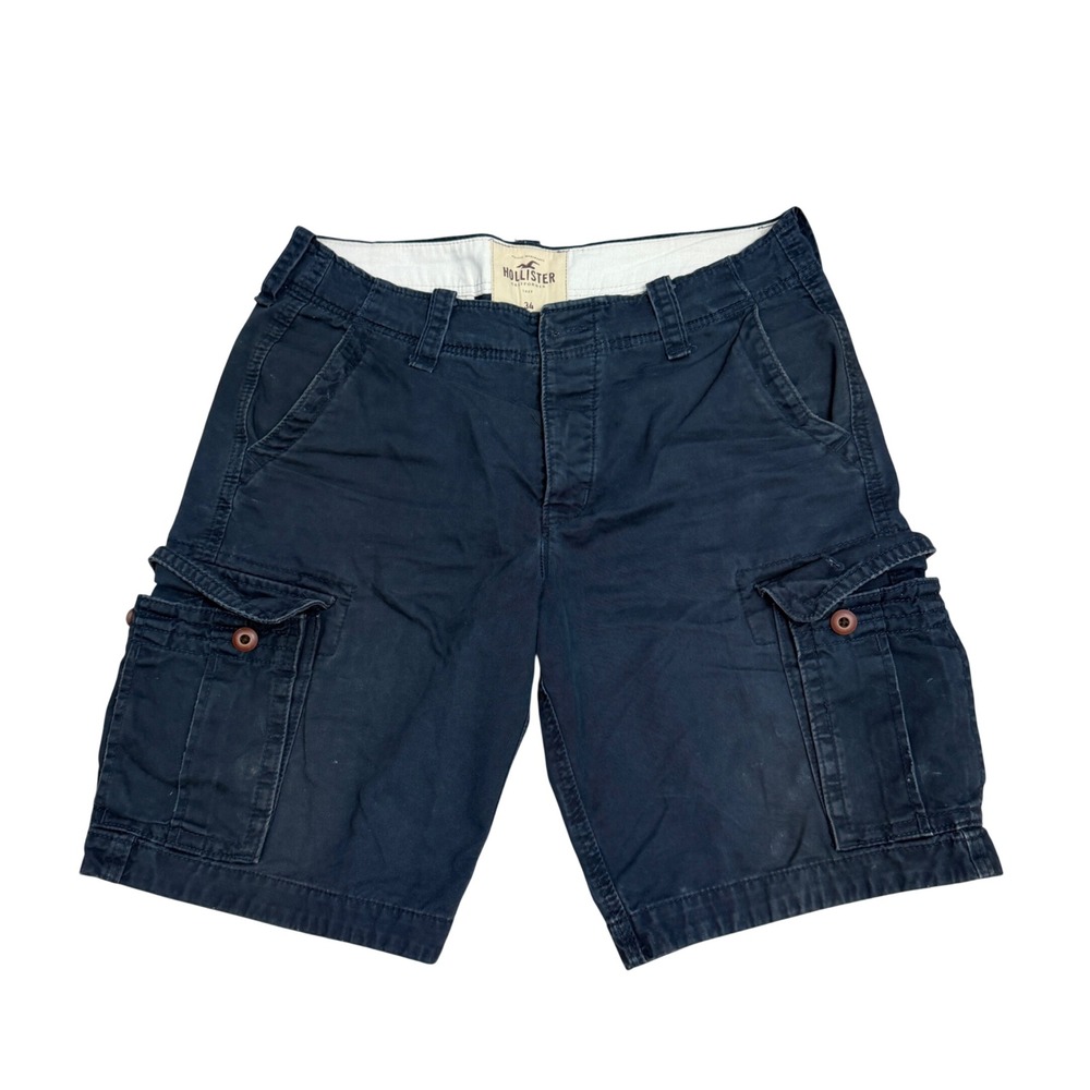 Hollister Mens Navy Blue Cargo Shorts Size 34 Cotton Twill Utility Casual 10in